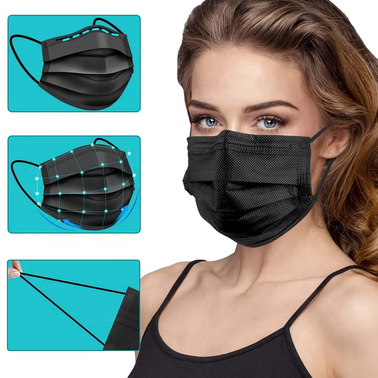200Pcs Thick Black Disposable  - огляд і ціна Disposable Surgical Mask