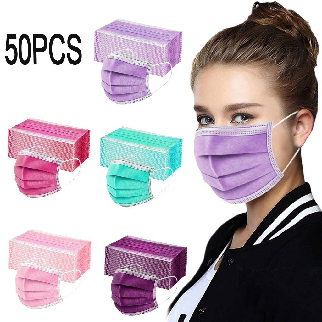 50pcs Women Man Solid Disposab - огляд і ціна Disposable Surgical Mask