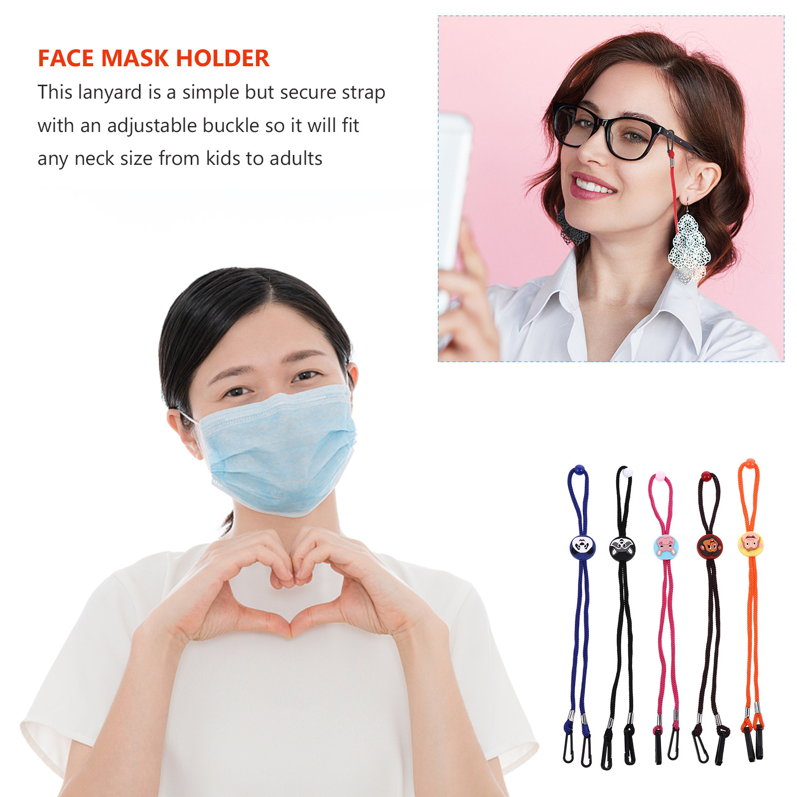 5Pcs Kids Face Mask Holder Lan - огляд і ціна Mask Chain Holder